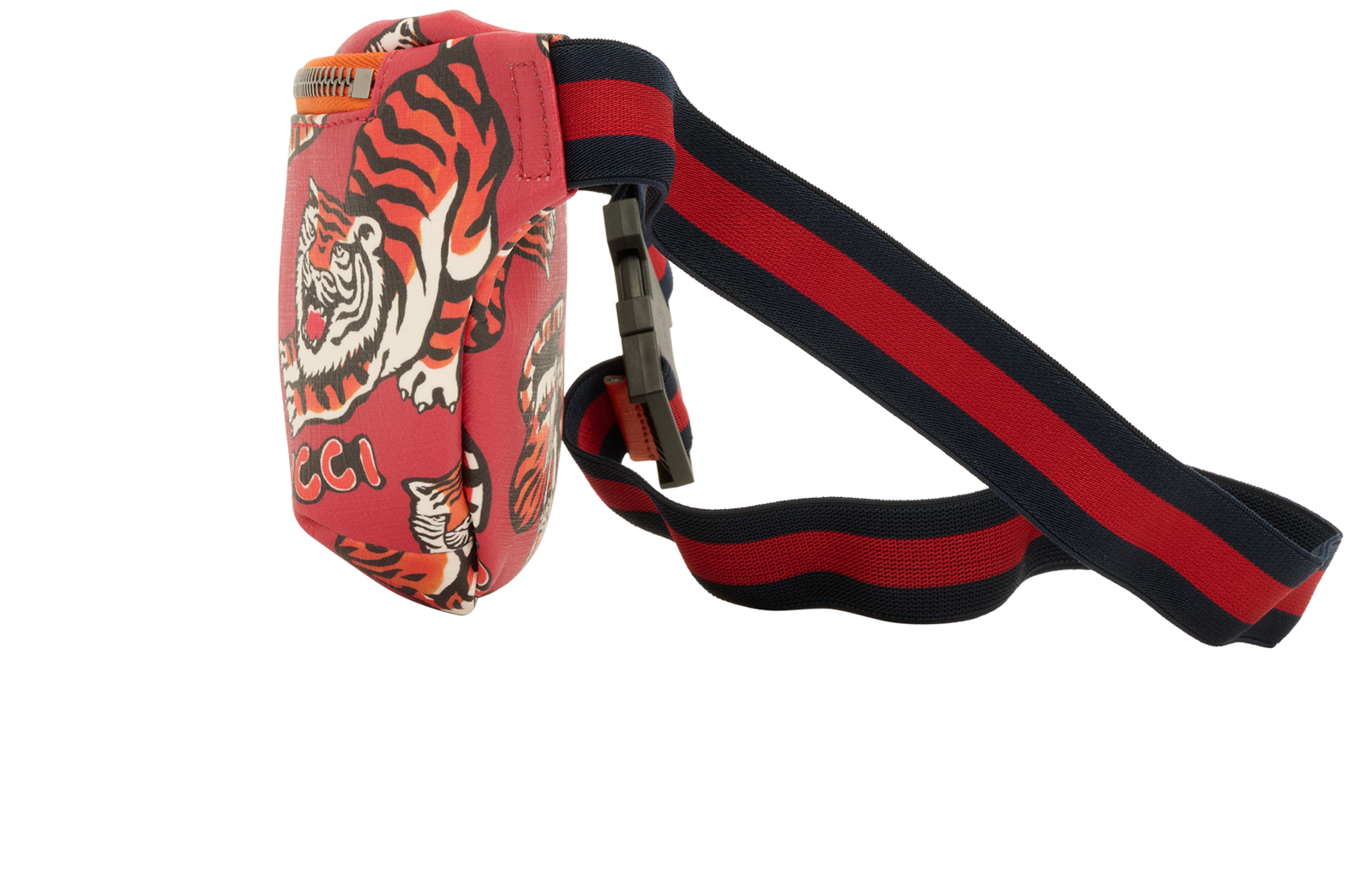 Tiger Print Waist Bag, &pound;280, Handbags, Red, Canvas, Bottom view